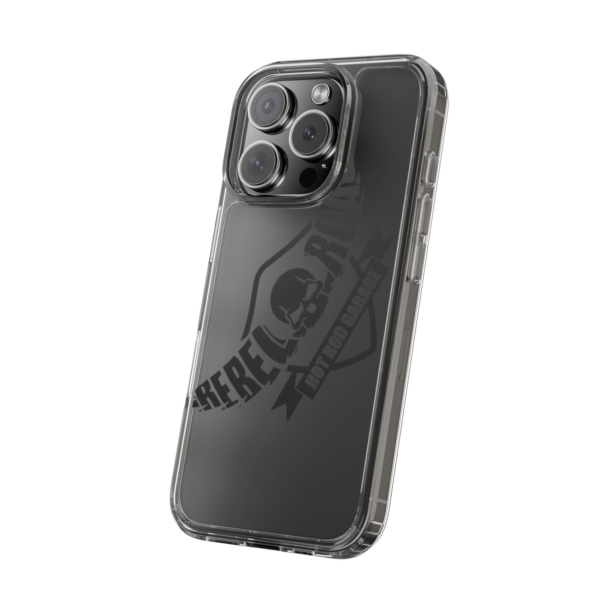 Clear Phone Case — Rebel Road Skull Design