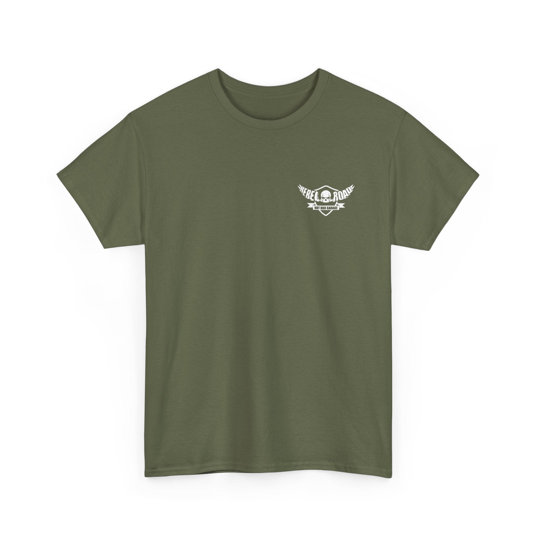 Rebel Road Hot Rod Garage T-Shirt — "Where Every Rev Counts" Classic Car Tee